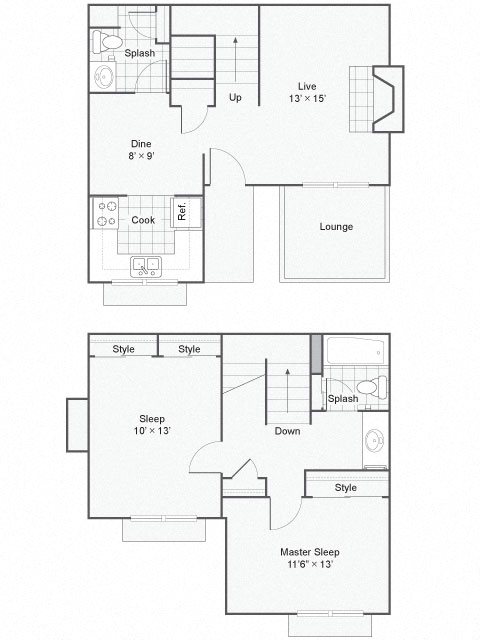 The Commons_Federal Way WA_Floor Plan_Two Bedroom One and a Half Bathroom Townhome Large The Commons_Federal Way WA_Floor Plan_Two Bedroom One and a Half Bathroom Townhome Large